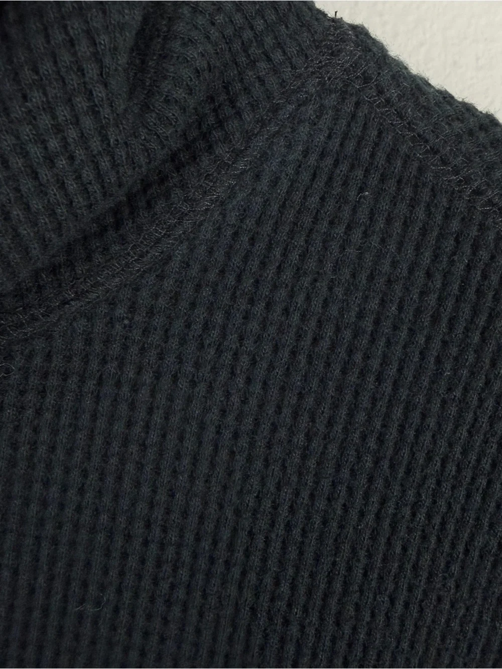 Polo Ralph Lauren Black Long Sleeve Thermal Waffle Weave Knit Hoodie Large